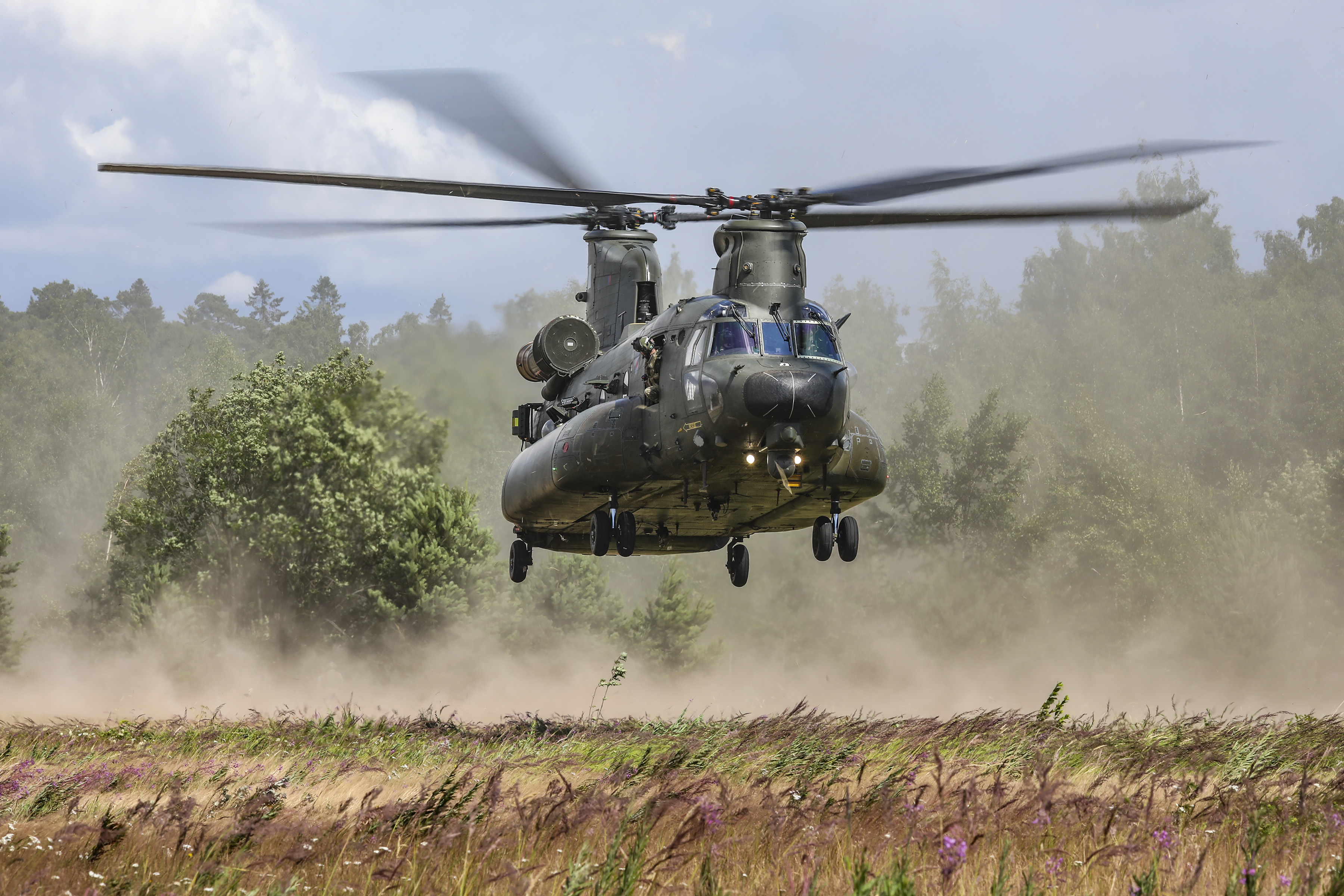 Image shows a Chinook coming to land in Estonia.